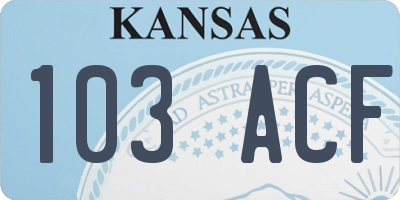 KS license plate 103ACF