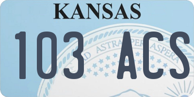 KS license plate 103ACS