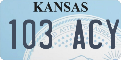 KS license plate 103ACY