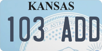 KS license plate 103ADD
