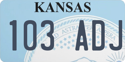 KS license plate 103ADJ