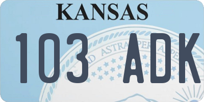 KS license plate 103ADK