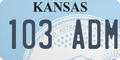 KS license plate 103ADM