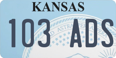 KS license plate 103ADS
