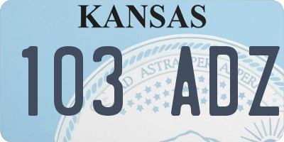 KS license plate 103ADZ