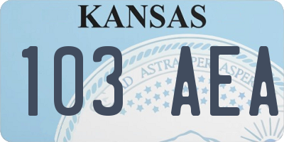 KS license plate 103AEA