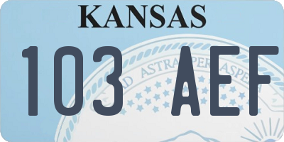 KS license plate 103AEF