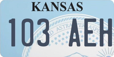KS license plate 103AEH