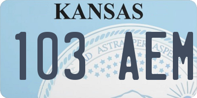 KS license plate 103AEM
