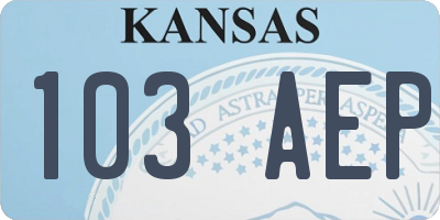 KS license plate 103AEP
