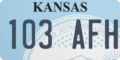 KS license plate 103AFH