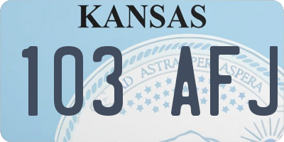 KS license plate 103AFJ