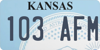 KS license plate 103AFM