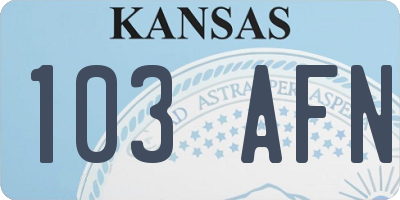 KS license plate 103AFN