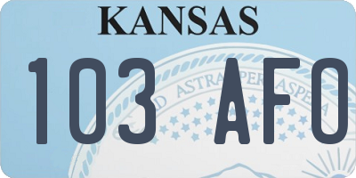 KS license plate 103AFO