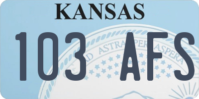 KS license plate 103AFS