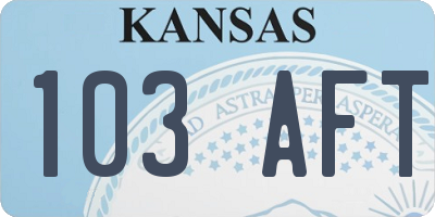 KS license plate 103AFT