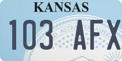 KS license plate 103AFX
