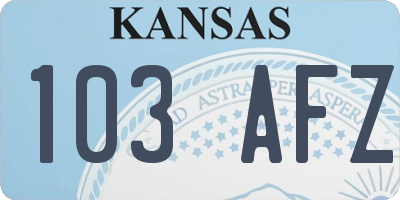 KS license plate 103AFZ