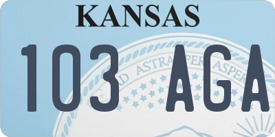 KS license plate 103AGA