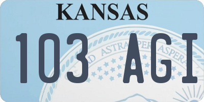 KS license plate 103AGI