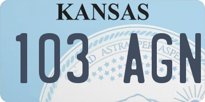 KS license plate 103AGN
