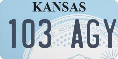 KS license plate 103AGY