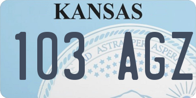 KS license plate 103AGZ