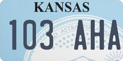 KS license plate 103AHA