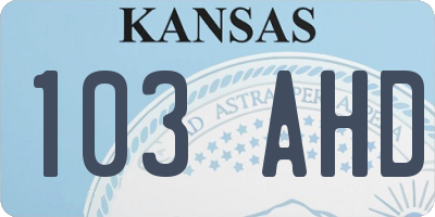 KS license plate 103AHD