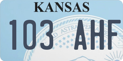 KS license plate 103AHF