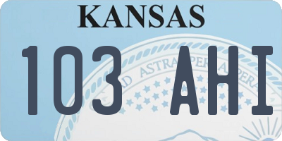 KS license plate 103AHI