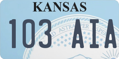 KS license plate 103AIA