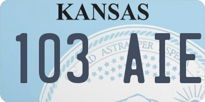 KS license plate 103AIE