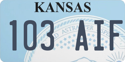 KS license plate 103AIF