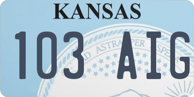KS license plate 103AIG