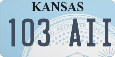 KS license plate 103AII