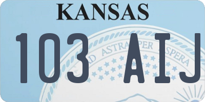 KS license plate 103AIJ