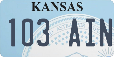 KS license plate 103AIN
