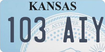 KS license plate 103AIY