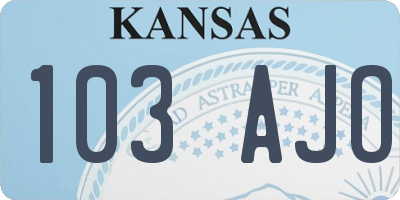 KS license plate 103AJO