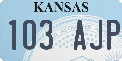 KS license plate 103AJP