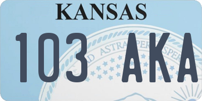 KS license plate 103AKA