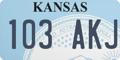 KS license plate 103AKJ