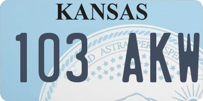 KS license plate 103AKW
