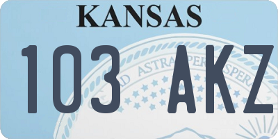 KS license plate 103AKZ