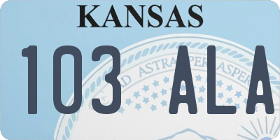 KS license plate 103ALA