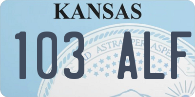 KS license plate 103ALF