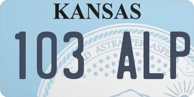 KS license plate 103ALP