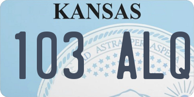 KS license plate 103ALQ